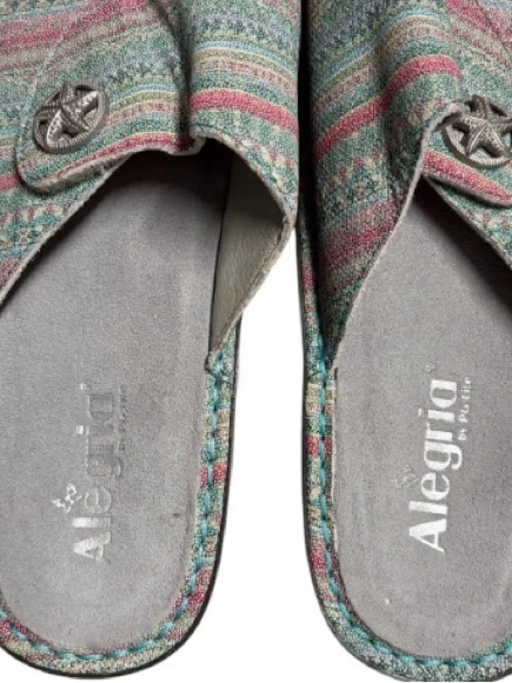 ALEGRIA Kylee Leather Printed Slide Sandals Seascape Starfish EU 41 US 10.5-11 - Picture 7 of 13